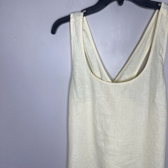 MADEWELL Mini Dress Women 2 Pale Yellow 100% Linen NEW Cross Back A-Line NR350 - Picture 5 of 14